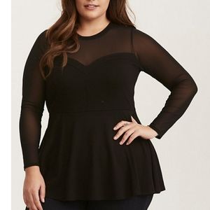 Mesh Peplum Top